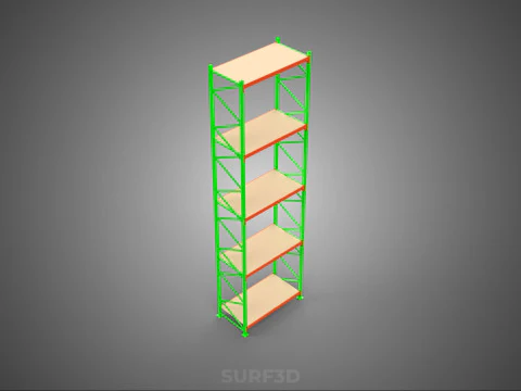 VERTICAL UPRIGHT TOWER WOOD STEEL METAL SHELVING STORAGE RACK UP 3D Model