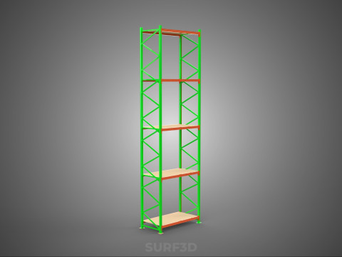 VERTICAL UPRIGHT TOWER WOOD STEEL METAL SHELVING STORAGE RACK UP Modelo 3D