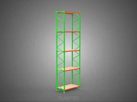 VERTICAL UPRIGHT TOWER WOOD STEEL METAL SHELVING STORAGE RACK UP 3D Model