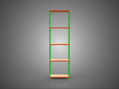 VERTICAL UPRIGHT TOWER WOOD STEEL METAL SHELVING STORAGE RACK UP Modelo 3D