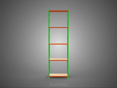 VERTICAL UPRIGHT TOWER WOOD STEEL METAL SHELVING STORAGE RACK UP 3D Model