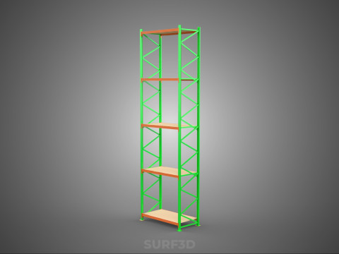 VERTICAL UPRIGHT TOWER WOOD STEEL METAL SHELVING STORAGE RACK UP Modelo 3D