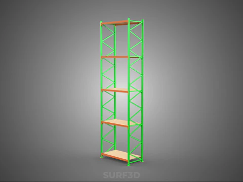 VERTICAL UPRIGHT TOWER WOOD STEEL METAL SHELVING STORAGE RACK UP 3D Model