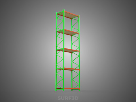 VERTICAL UPRIGHT TOWER WOOD STEEL METAL SHELVING STORAGE RACK UP Modelo 3D