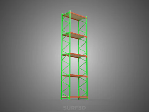 VERTICAL UPRIGHT TOWER WOOD STEEL METAL SHELVING STORAGE RACK UP 3D Model