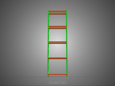 VERTICAL UPRIGHT TOWER WOOD STEEL METAL SHELVING STORAGE RACK UP Modelo 3D