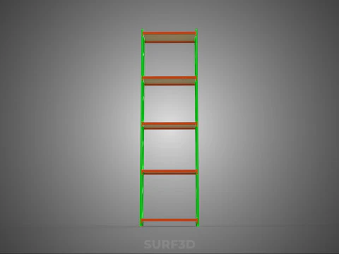 VERTICAL UPRIGHT TOWER WOOD STEEL METAL SHELVING STORAGE RACK UP 3D Model