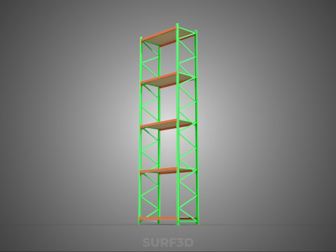 VERTICAL UPRIGHT TOWER WOOD STEEL METAL SHELVING STORAGE RACK UP Modelo 3D