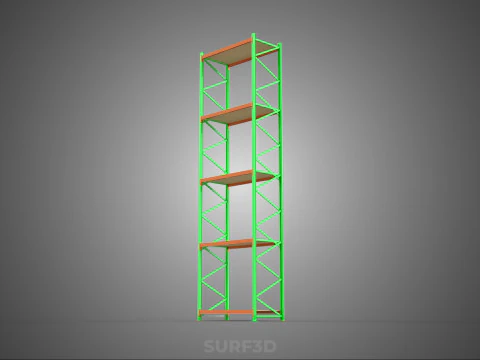 VERTICAL UPRIGHT TOWER WOOD STEEL METAL SHELVING STORAGE RACK UP 3D Model