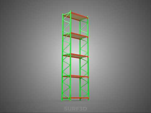 VERTICAL UPRIGHT TOWER WOOD STEEL METAL SHELVING STORAGE RACK UP Modelo 3D