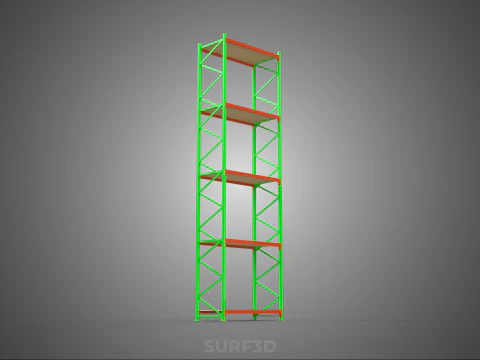 VERTICAL UPRIGHT TOWER WOOD STEEL METAL SHELVING STORAGE RACK UP 3D Model