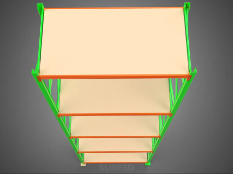 VERTICAL UPRIGHT TOWER WOOD STEEL METAL SHELVING STORAGE RACK UP 3D Model