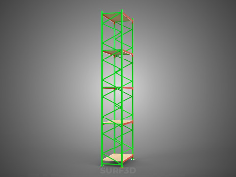 VERTICAL UPRIGHT TOWER WOOD STEEL METAL SHELVING STORAGE RACK UP Modelo 3D