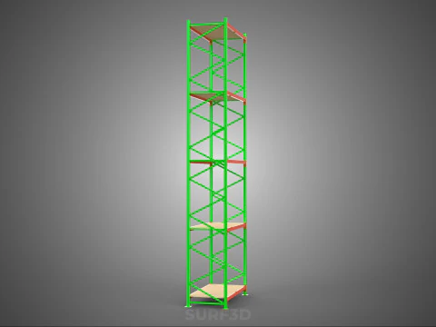VERTICAL UPRIGHT TOWER WOOD STEEL METAL SHELVING STORAGE RACK UP 3D Model