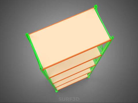 VERTICAL UPRIGHT TOWER WOOD STEEL METAL SHELVING STORAGE RACK UP 3D Model