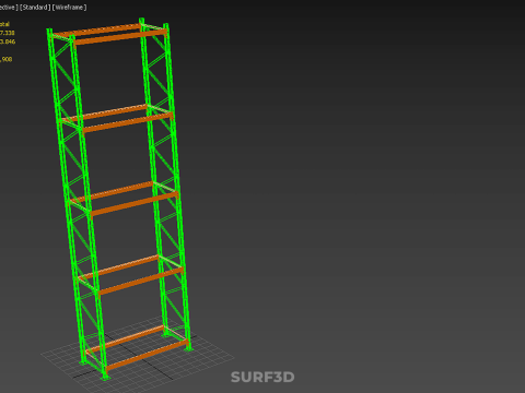 VERTICAL UPRIGHT TOWER WOOD STEEL METAL SHELVING STORAGE RACK UP Modelo 3D