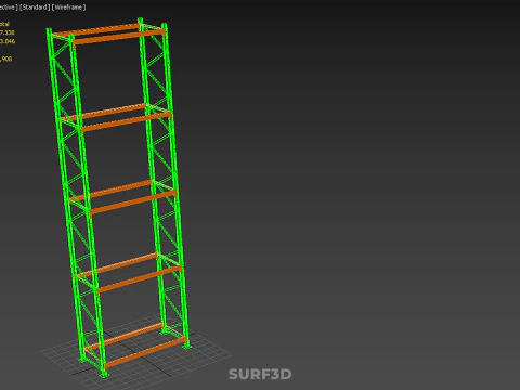 VERTICAL UPRIGHT TOWER WOOD STEEL METAL SHELVING STORAGE RACK UP 3D Model