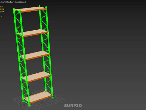 VERTICAL UPRIGHT TOWER WOOD STEEL METAL SHELVING STORAGE RACK UP 3D Model