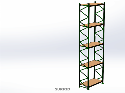 VERTICAL UPRIGHT TOWER WOOD STEEL METAL SHELVING STORAGE RACK UP Modelo 3D