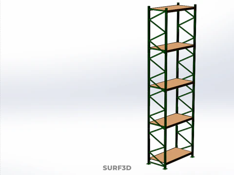 VERTICAL UPRIGHT TOWER WOOD STEEL METAL SHELVING STORAGE RACK UP 3D Model