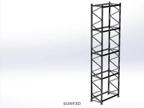 VERTICAL UPRIGHT TOWER WOOD STEEL METAL SHELVING STORAGE RACK UP 3D Model