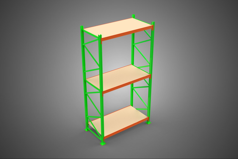 FRAME RACK SHELF WOOD STEEL WAREHOUSE METAL SHELVES STORAGE TRAY 3D Model .c4d .max .obj .3ds .fbx .stl .blend