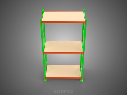 FRAME RACK SHELF WOOD STEEL WAREHOUSE METAL SHELVES STORAGE TRAY 3D Model