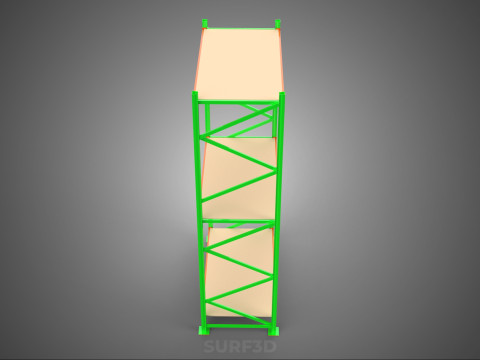 FRAME RACK SHELF WOOD STEEL WAREHOUSE METAL SHELVES STORAGE TRAY 3D Model