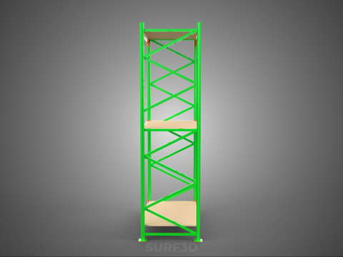 FRAME RACK SHELF WOOD STEEL WAREHOUSE METAL SHELVES STORAGE TRAY 3D Model