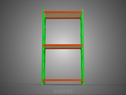 FRAME RACK SHELF WOOD STEEL WAREHOUSE METAL SHELVES STORAGE TRAY 3D Model