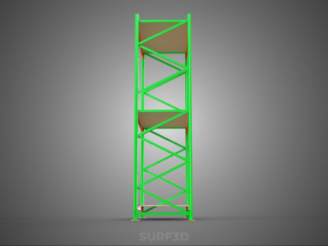 FRAME RACK SHELF WOOD STEEL WAREHOUSE METAL SHELVES STORAGE TRAY 3D Model