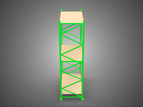 FRAME RACK SHELF WOOD STEEL WAREHOUSE METAL SHELVES STORAGE TRAY 3D Model