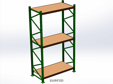 FRAME RACK SHELF WOOD STEEL WAREHOUSE METAL SHELVES STORAGE TRAY 3D Model