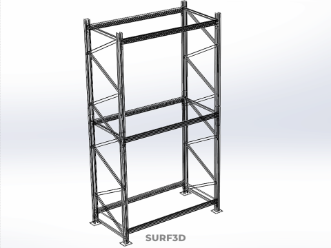 FRAME RACK SHELF WOOD STEEL WAREHOUSE METAL SHELVES STORAGE TRAY 3D Model