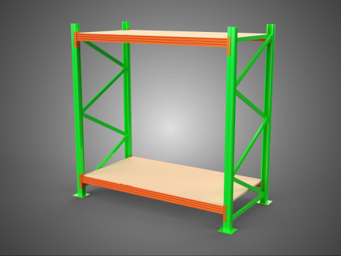 FRAME RACK SHELF WOOD WAREHOUSE METAL MODULAR SHELVING STORAGE 3D मॉडल