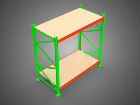 FRAME RACK SHELF WOOD WAREHOUSE METAL MODULAR SHELVING STORAGE 3D मॉडल
