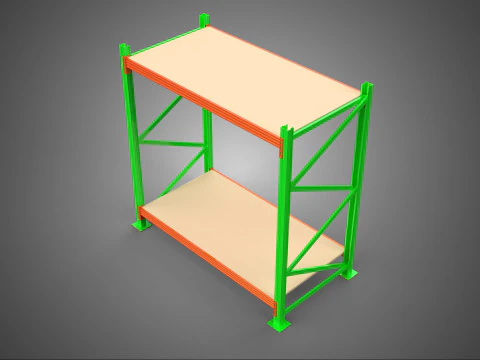 FRAME RACK SHELF WOOD WAREHOUSE METAL MODULAR SHELVING STORAGE 3D Model