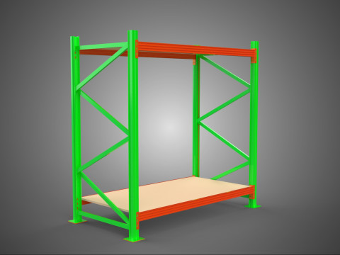 FRAME RACK SHELF WOOD WAREHOUSE METAL MODULAR SHELVING STORAGE 3D मॉडल