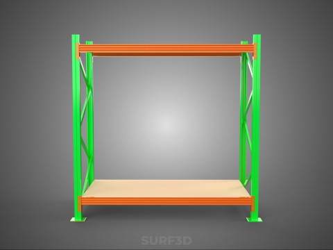 FRAME RACK SHELF WOOD WAREHOUSE METAL MODULAR SHELVING STORAGE 3D मॉडल