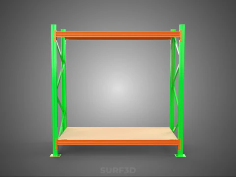 FRAME RACK SHELF WOOD WAREHOUSE METAL MODULAR SHELVING STORAGE 3D Model
