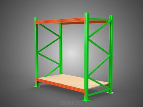 FRAME RACK SHELF WOOD WAREHOUSE METAL MODULAR SHELVING STORAGE 3D मॉडल