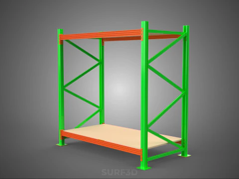 FRAME RACK SHELF WOOD WAREHOUSE METAL MODULAR SHELVING STORAGE 3D Model