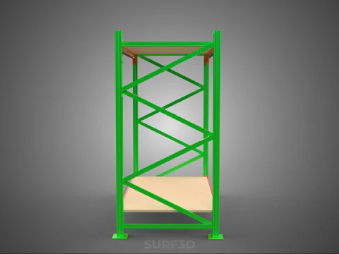 FRAME RACK SHELF WOOD WAREHOUSE METAL MODULAR SHELVING STORAGE 3D Model