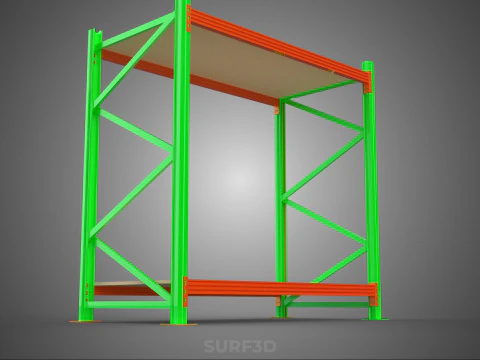 FRAME RACK SHELF WOOD WAREHOUSE METAL MODULAR SHELVING STORAGE 3D Model