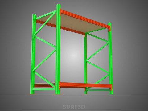 FRAME RACK SHELF WOOD WAREHOUSE METAL MODULAR SHELVING STORAGE 3D मॉडल