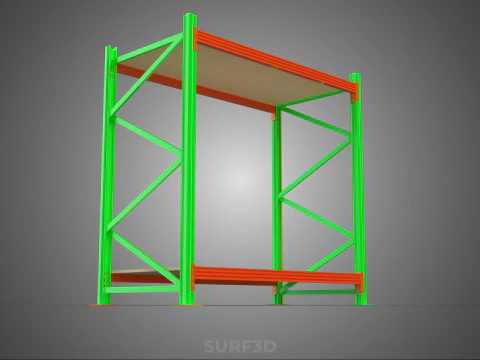 FRAME RACK SHELF WOOD WAREHOUSE METAL MODULAR SHELVING STORAGE 3D Model