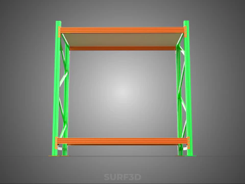 FRAME RACK SHELF WOOD WAREHOUSE METAL MODULAR SHELVING STORAGE 3D Model