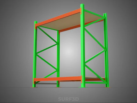 FRAME RACK SHELF WOOD WAREHOUSE METAL MODULAR SHELVING STORAGE 3D Model