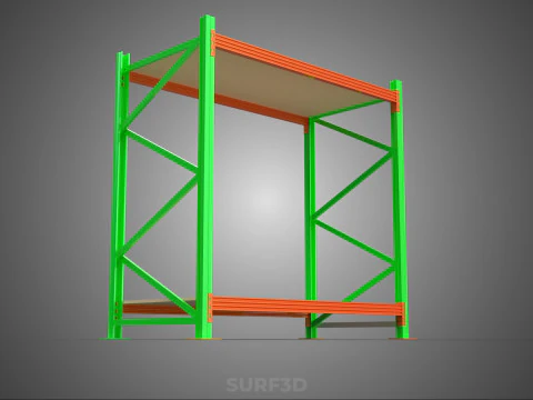 FRAME RACK SHELF WOOD WAREHOUSE METAL MODULAR SHELVING STORAGE 3D Model