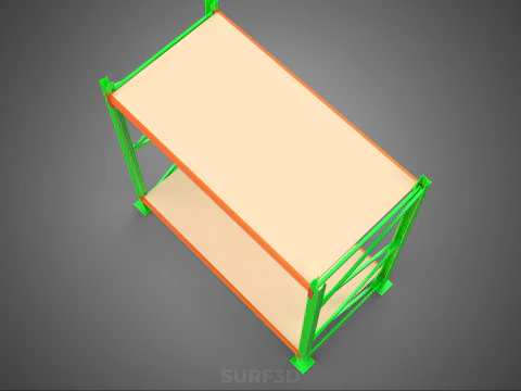 FRAME RACK SHELF WOOD WAREHOUSE METAL MODULAR SHELVING STORAGE 3D Model